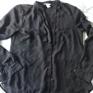 H&M Black Sheer Button Up Blouse